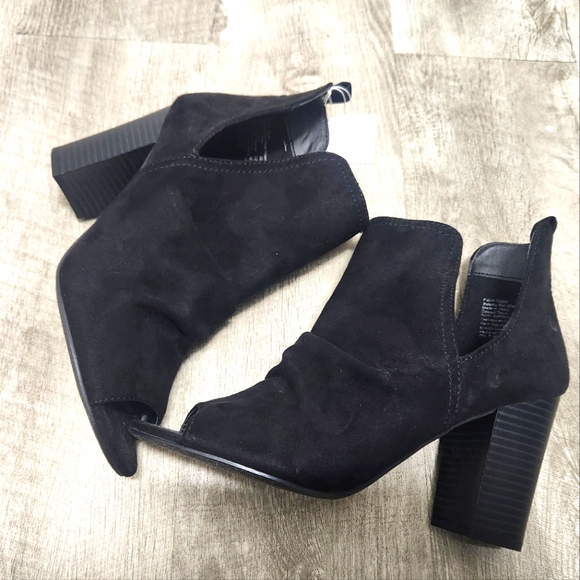 Women's Slip-On Open Toe Peep Toe Ankle Boots Suede Black - Size 8.5 *NWT* - Picture 2 of 9